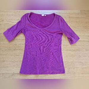 GAP Purple/Pink Ribbed Scoop Neck T-Shirt Size M
